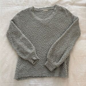 Soft Textured Sage Green V-Neck Sweater